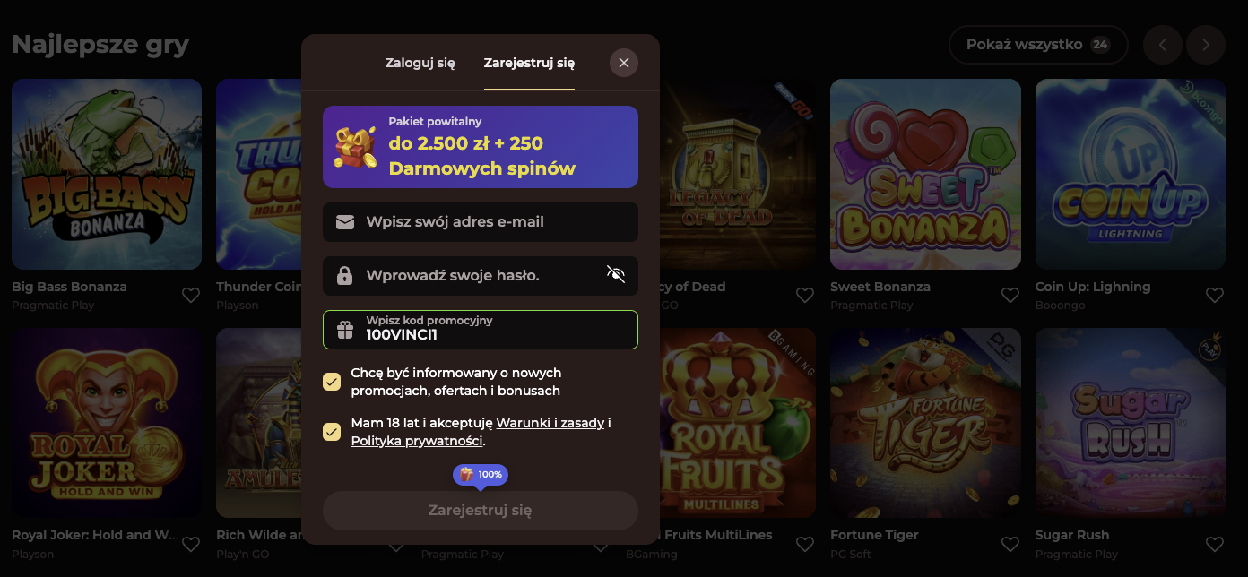 Bonus bez depozytu w VinciSpin Casino – Odbierz darmowe spiny i gotówkę na start bez konieczności wpłaty! 