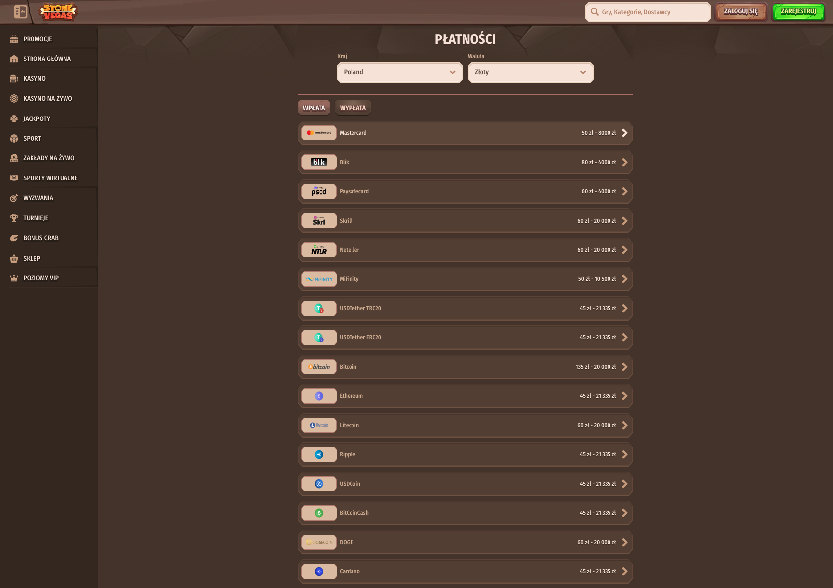 Metody płatności w StoneVegas – szybkie i bezpieczne wpłaty oraz wypłaty za pomocą kart, e-portfeli i przelewów bankowych