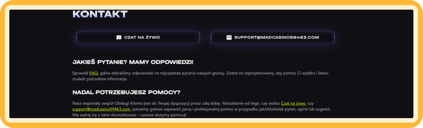 Obsługa klienta w MadCasino – bezpieczne, szybkie i odpowiedzialne wsparcie dostępne dla graczy, zapewniające rzetelną pomoc oraz pełną kontrolę nad przebiegiem gry.