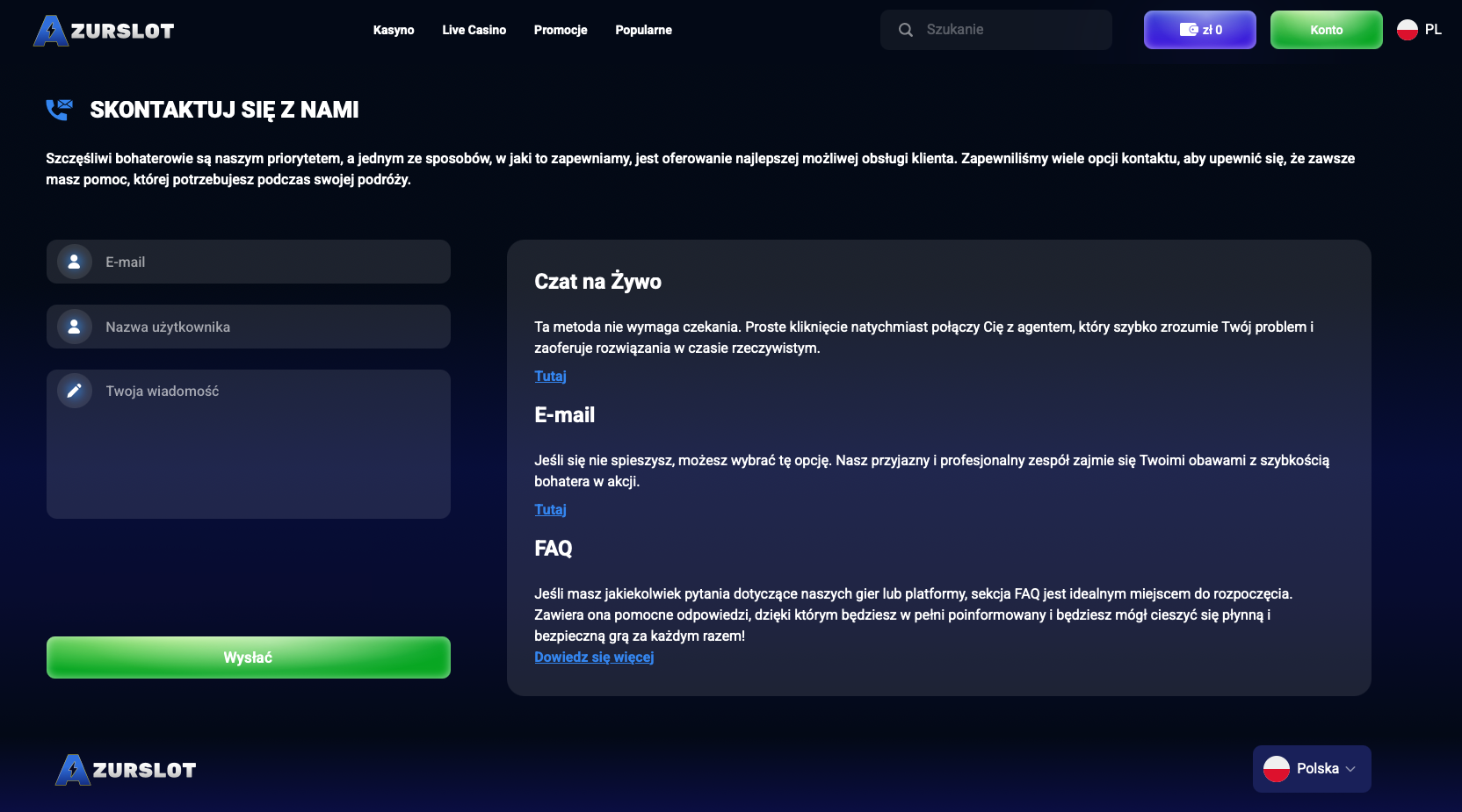 Recenzja AzurSlot Casino – dział obsługi klienta dostępny 24/7 z wielojęzycznym wsparciem i szybkimi odpowiedziami.