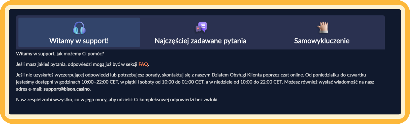 Obsługa klienta w Bison Casino – bezpieczne, szybkie i odpowiedzialne wsparcie dla graczy, zapewniające rzetelną pomoc i pełną kontrolę nad procesem gry.